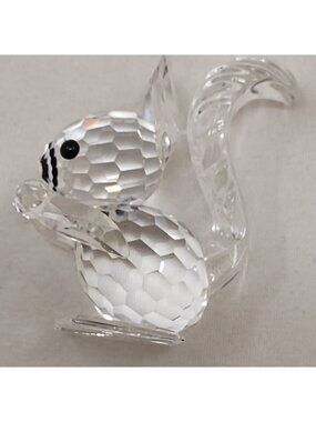 Swarovski Crystal Squirrel Figurine Clear Faceted Animal with Curved Tail